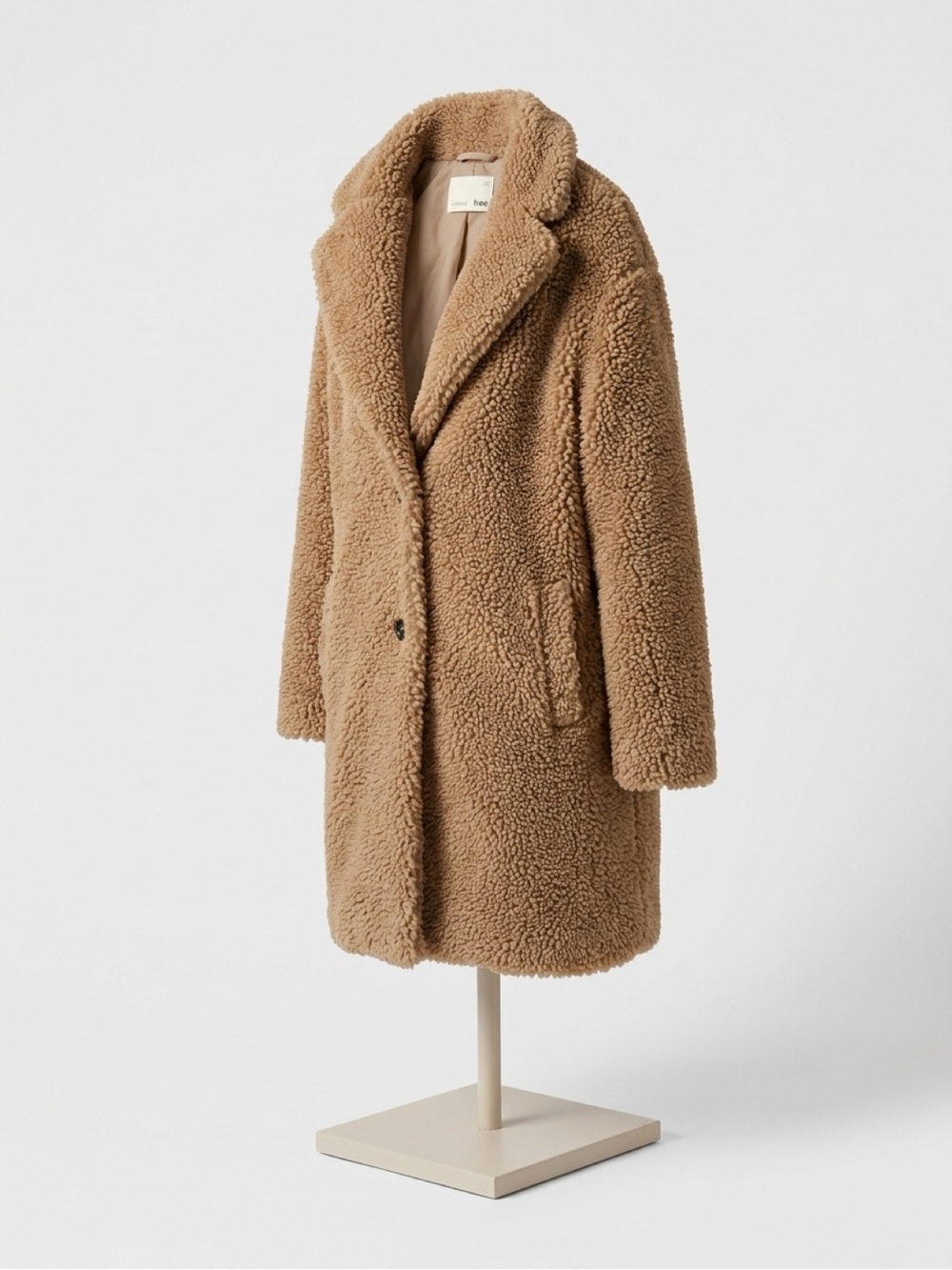 Wilfred Camel Teddy Coat - Plush Faux-Shearling Jacket